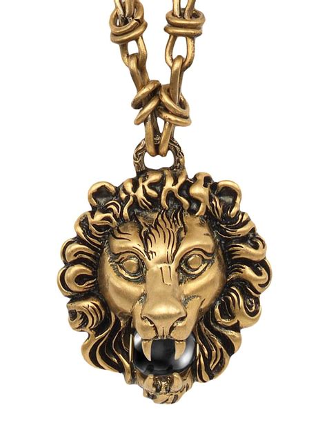 lion head gucci necklace|authentic Gucci lion necklace.